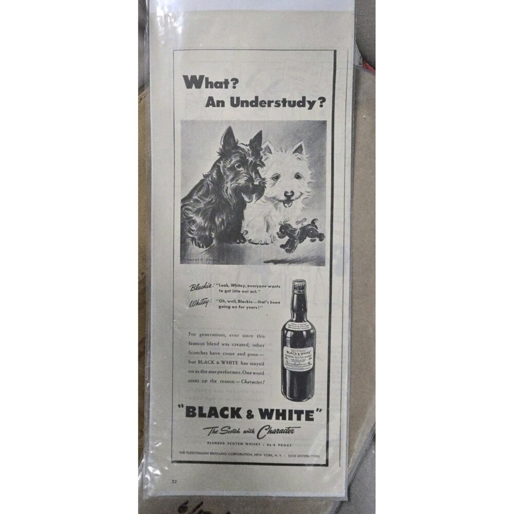 1945 Black & White Scotch Ad - A little, but Oh, My!